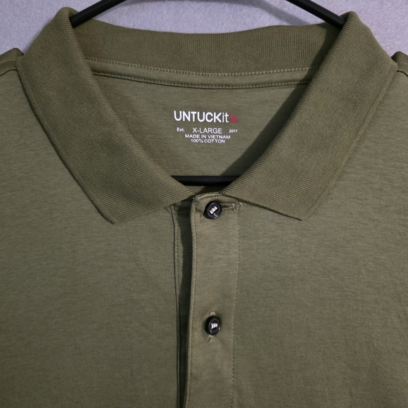 Untuckit Mens Green Damaschino Polo Wrinkle Free Size XL - Picture 2 of 9